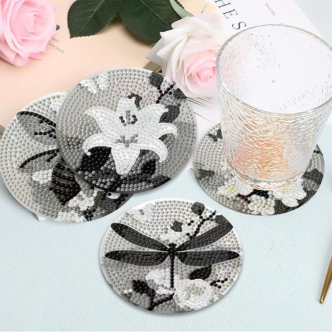 Clendo 8 Pcs Gothic Diamond Art Coasters Kit