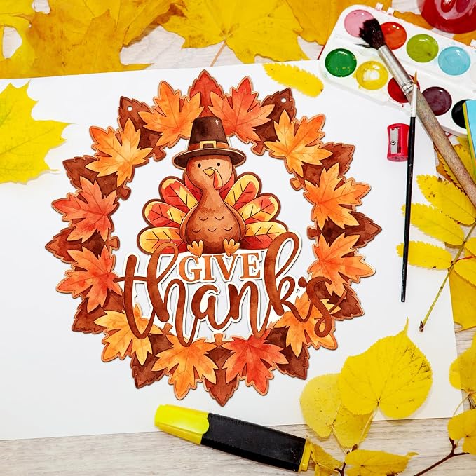 Unfinished Fall Wreaths Wood Crafts to Paint Set of 3, Unfinished Wood Cutouts