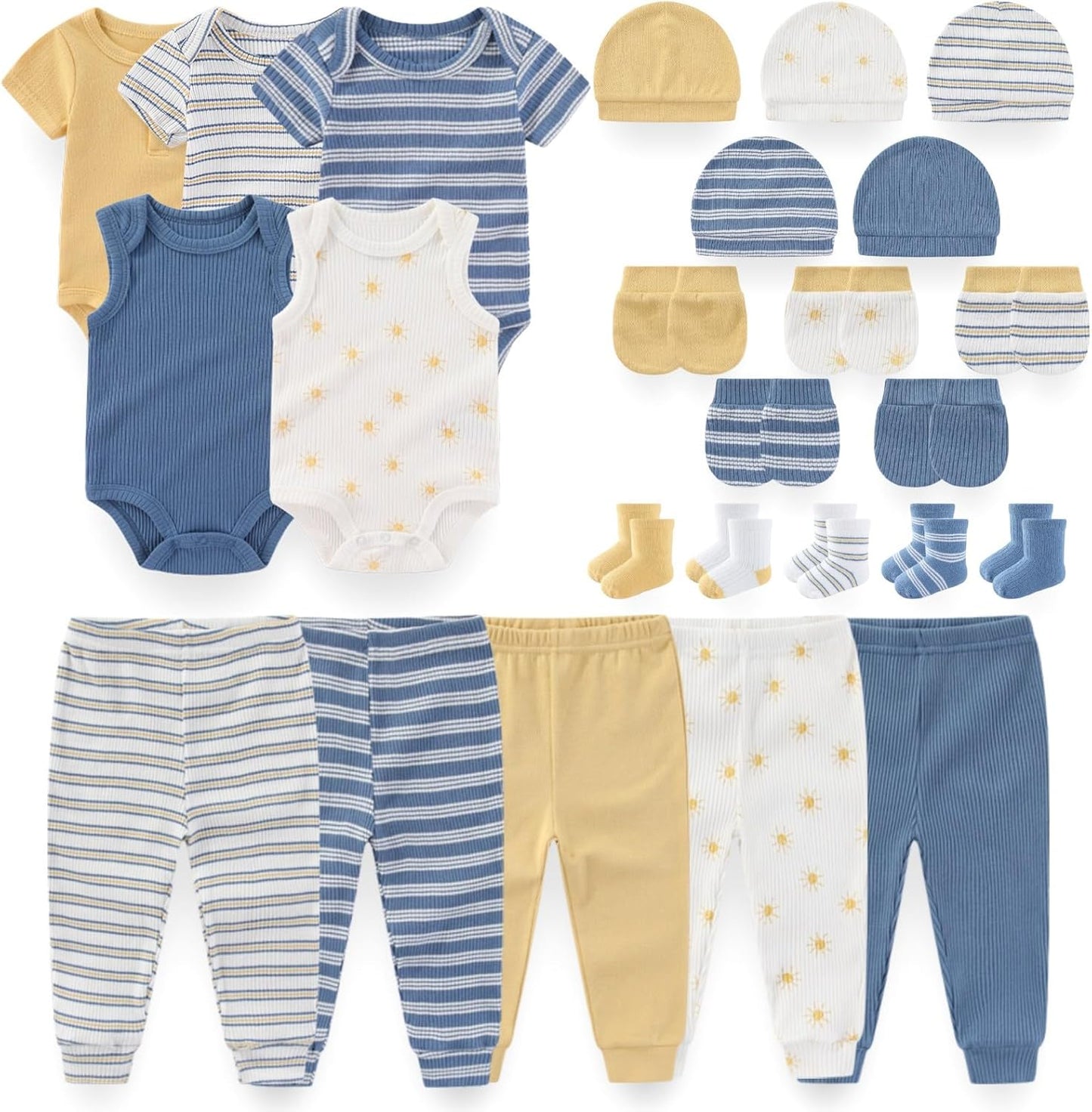 Newborn Baby Layette Essentials Giftset Clothing Set Short-Sleeve Bodysuit and Long Pants