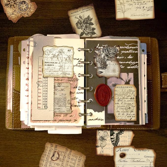 PRSTINCOL Vintage Journaling Stickers, Scrapbook Supplies