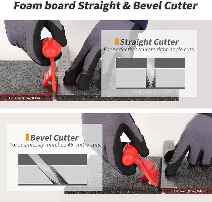 Straight/Bevel Foam Cutter, Foam KT Board Cutting Tool Adjustable 45° or 90°