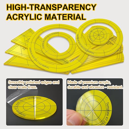 10Pcs Acrylic Quilting Template Ruler Set, Premium Sewing Machine Plate &