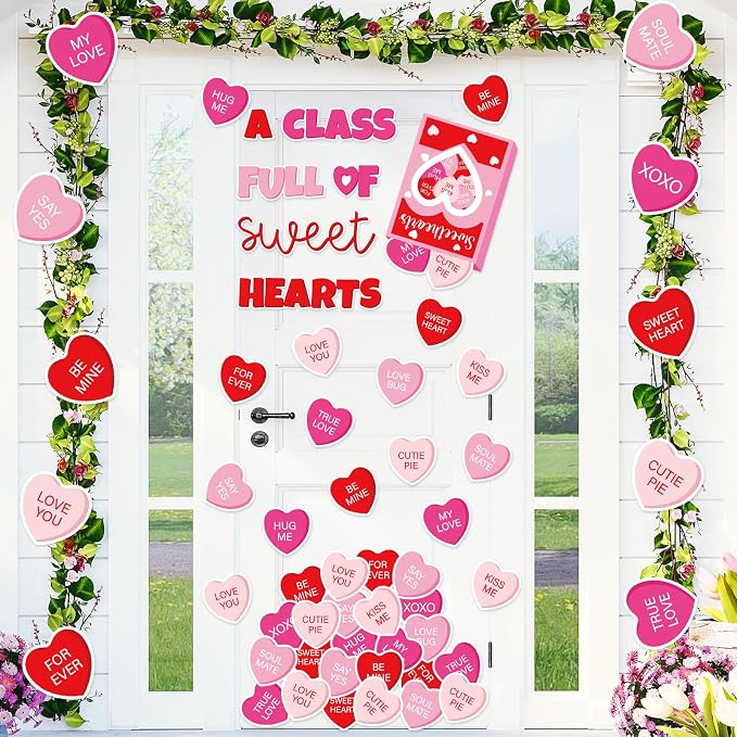 JarThenaAMCS Valentine' s Day Classroom Door Decoration Bulletin Board Set Red