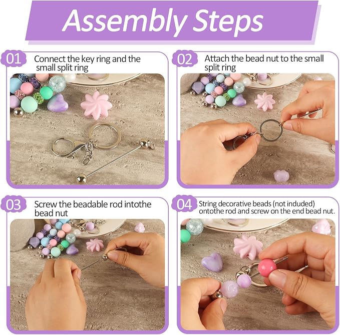 Beadable Keychain Bars Creative Customized Keychain Making Kit