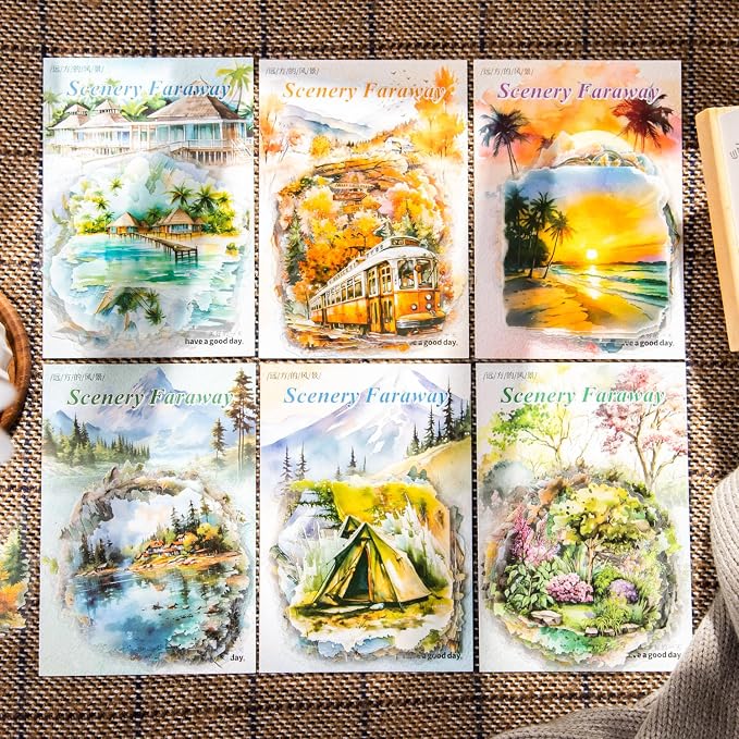 Yoksas Travel Sea Beach Nature Outdoor Watercolor Scenery Stickers