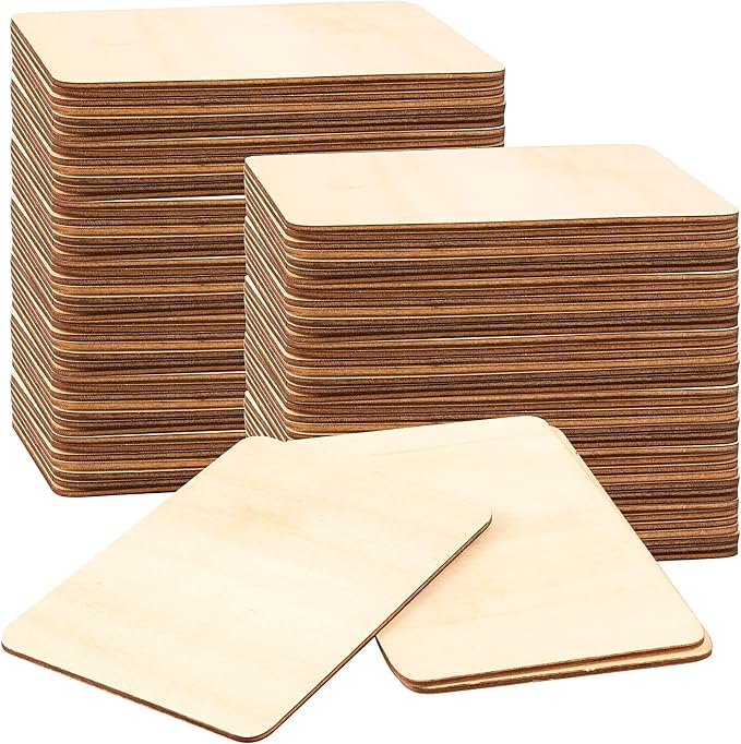 HOIGON 100 PCS Rectangle Unfinished Wood Pieces, 4 x 6 Inch Blank Basswood