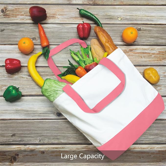 TOPDesign 3-Pack Super Strong Large 12oz Cotton Canvas Tote Bags, Reusable