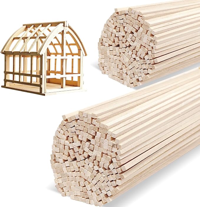 600 Pcs Balsa Wood Sticks 1/8 x 1/8 x 12 Inch balsa Wood Strips Hardwood Square
