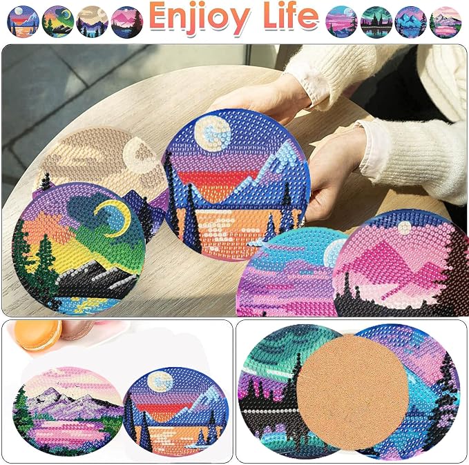 ijbnhd Sunsets Diamond Painting Coasters Kits, 4X4inch | Diamond Art Coasters