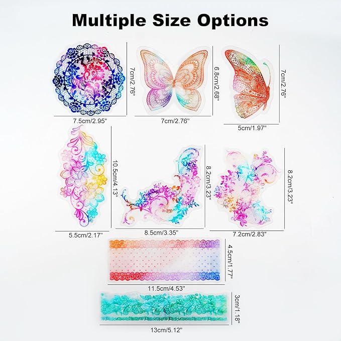 60 PCS Magic Color Boundary Lace Stickers – PET Transparent Dreamy Stickers