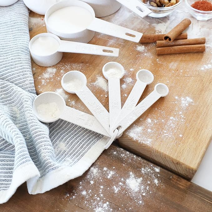 Beille Cream Wheat Straw Measuring Cups Spoons Set Cooking Baking Tools 10pc