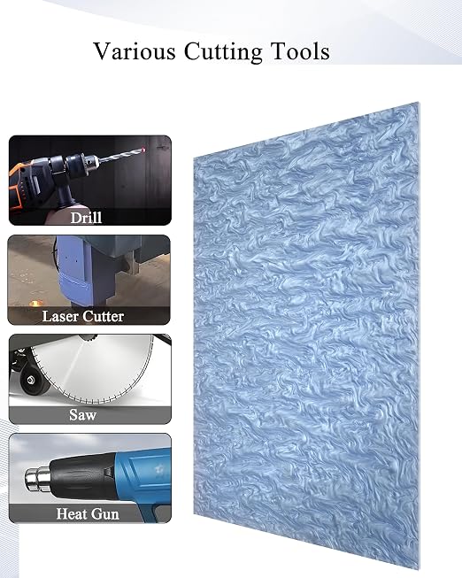TOEPODO Pearlescent Ripple Cast Acrylic Sheets 1/8inch Thick Marble Acrylic