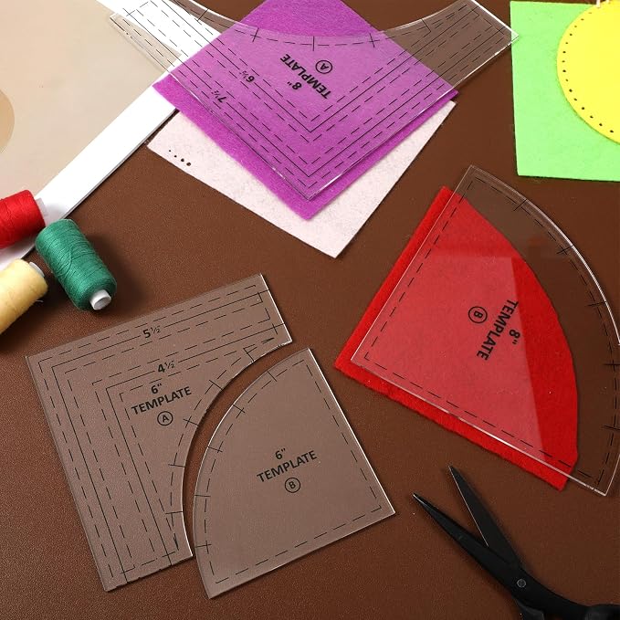 3 Set Quilting Templates, 10/8/6 Inch Clear Acrylic Quilting Rulers and
