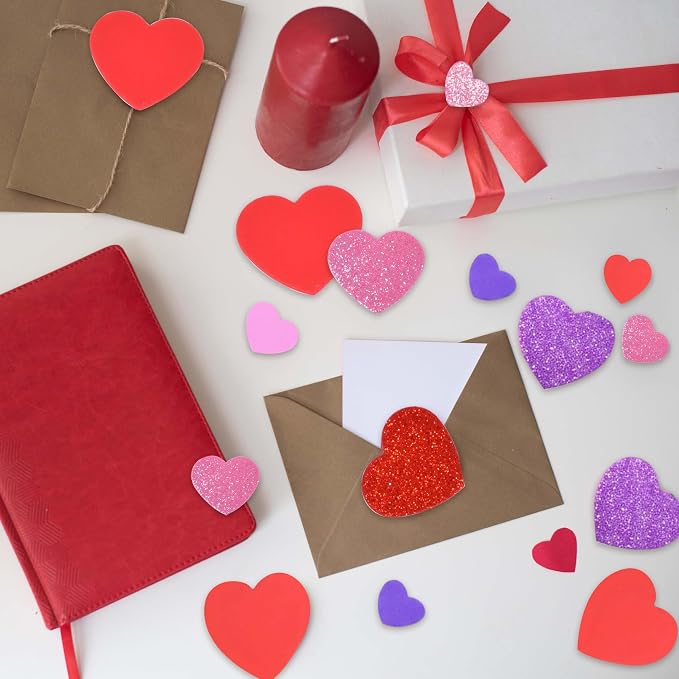 Gift Boutique Foam Heart Stickers 360 Pack Glitter & Matte Self Adhesive EVA