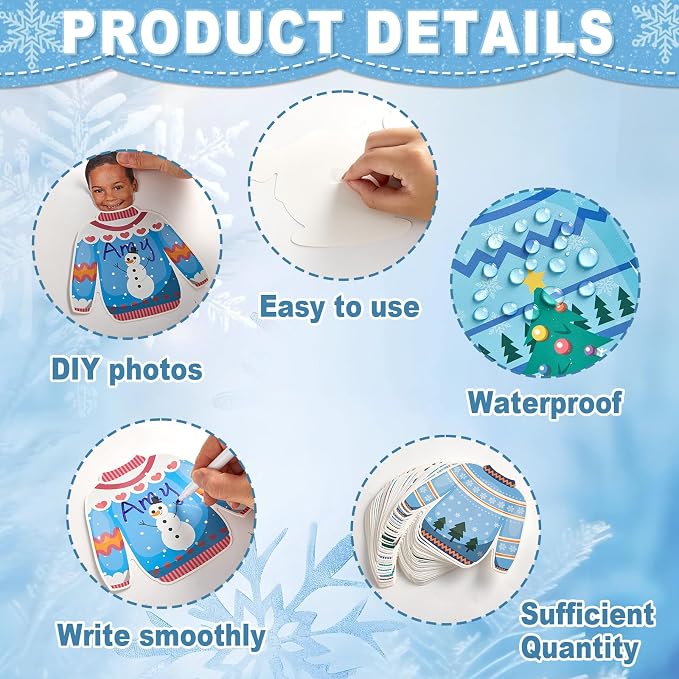 60pcs Winter Theme DIY Cutouts Sweater Bulletin Board Decoration Set Christmas