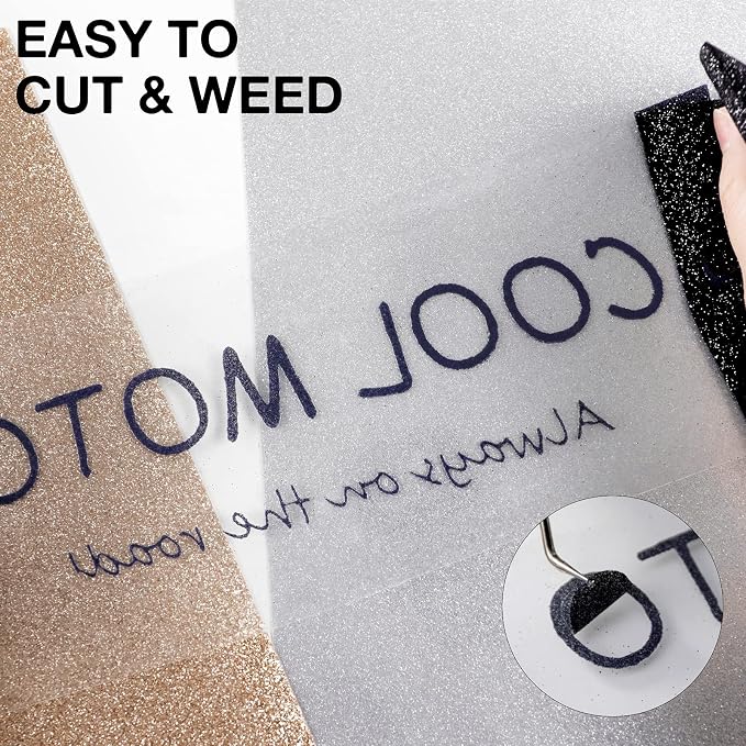 HTVRONT Black Glitter HTV Vinyl Roll