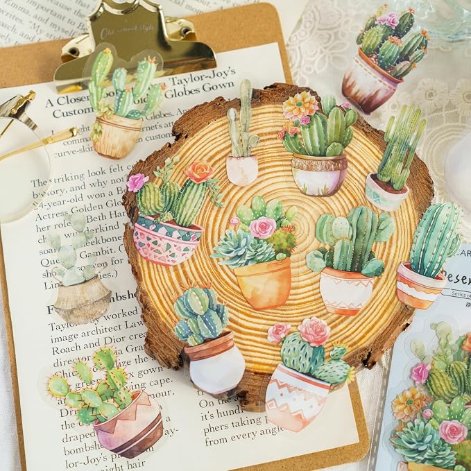 Yoksas 180Pcs Nature Green Potted Plants Stickers