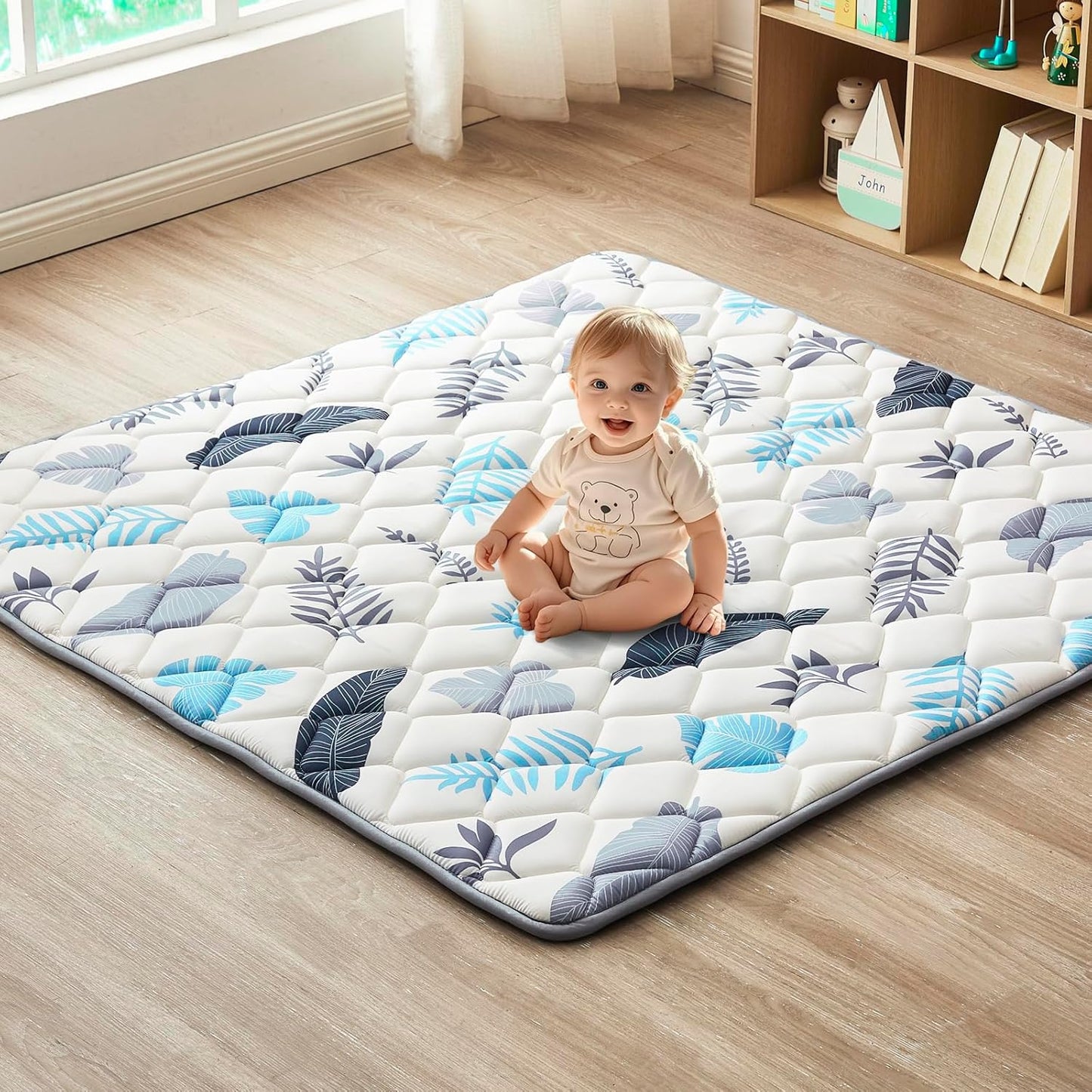 Baby Play Ma-t, Non-Slip Baby Ma-t for Floor, Soft Thicker Playpen Ma-t, Portable Playmat, Crawling Ma-t for Babies, Toddlers & Infants to Play and Learn（ 47"x47"）