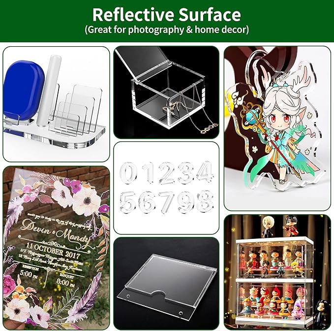 Lesnlok 2 Pack 12" x 18"Plexiglass Sheet 1/4 Acrylic Sheet 6mm Thick, Use