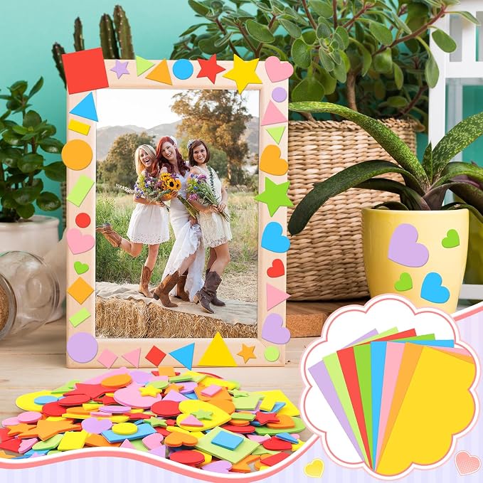 810Pcs Foam Stickers Foam Shape Stickers Colorful Self Adhesive, 8 Colors Heart