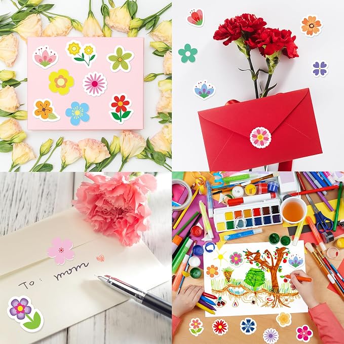 400Pcs Flower Foam Stickers Assorted Spring Summer Colorful Flower Shaped
