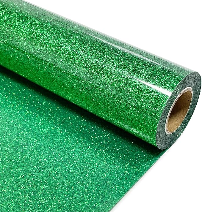 Green Glitter Heat Transfer Vinyl 12" x 8 ft HTV
