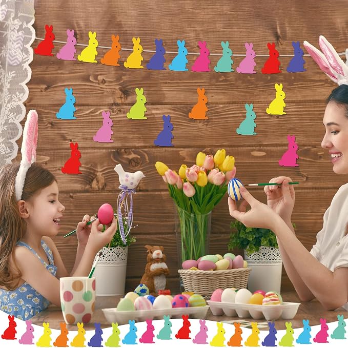 200 Pieces Bunny Paper Cutouts Easter Bulletin Board Decorations Colorful Bunny
