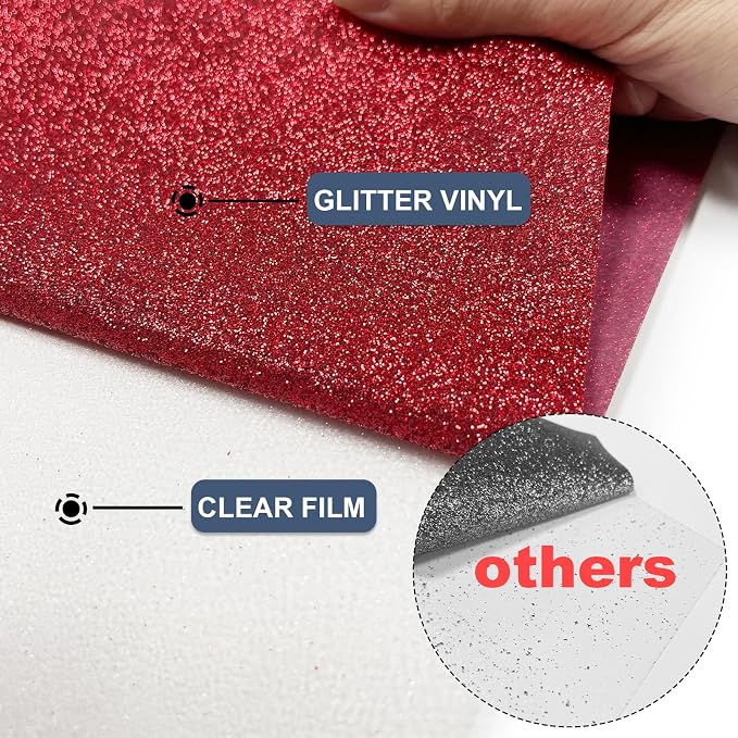 Red Glitter Heat Transfer Vinyl 12" x 8 ft HTV