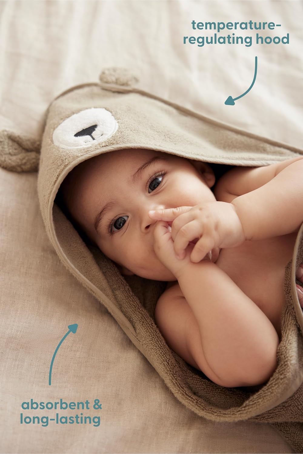 MORI Baby Hooded Bath Towel with Bunny Design in Blush - Unisex Soft Cotton Wrap Cloth for Infants and Newborns - 30 x 30”