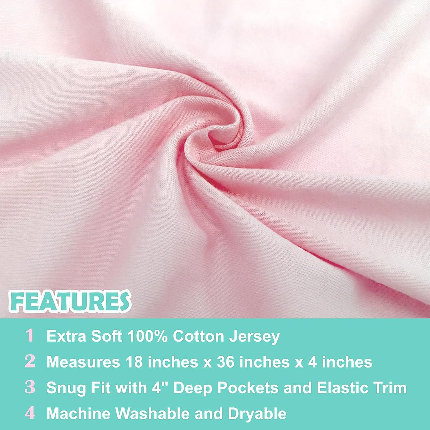 American Baby Company 2 Pack 100% Natural Cotton Fitted Cradle/Bassinet Sheets 36" x 18" - Soft, Breathable & Hypoallergenic Bed Sheets, Pink, Neutral for Boys & Girls
