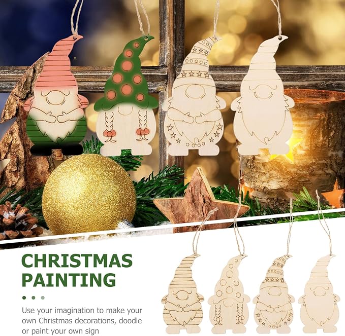 FOMIYES 40Pcs Christmas Wooden Gnome Hanging Decorations