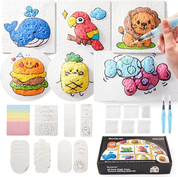Shuttle Art 68 Pcs Magic Foam Texture Painting Refill Paper Kit