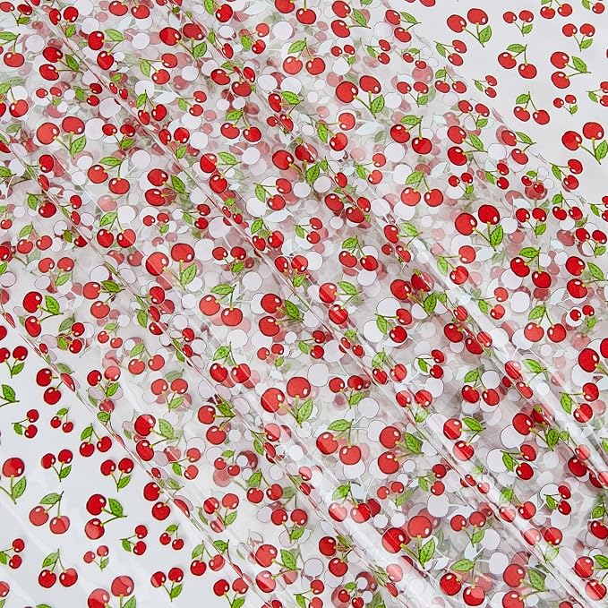 Printed TPU Jelly Faux Leather Fabric, 47.2 x 11.8 Inch Transparent Clear Jelly