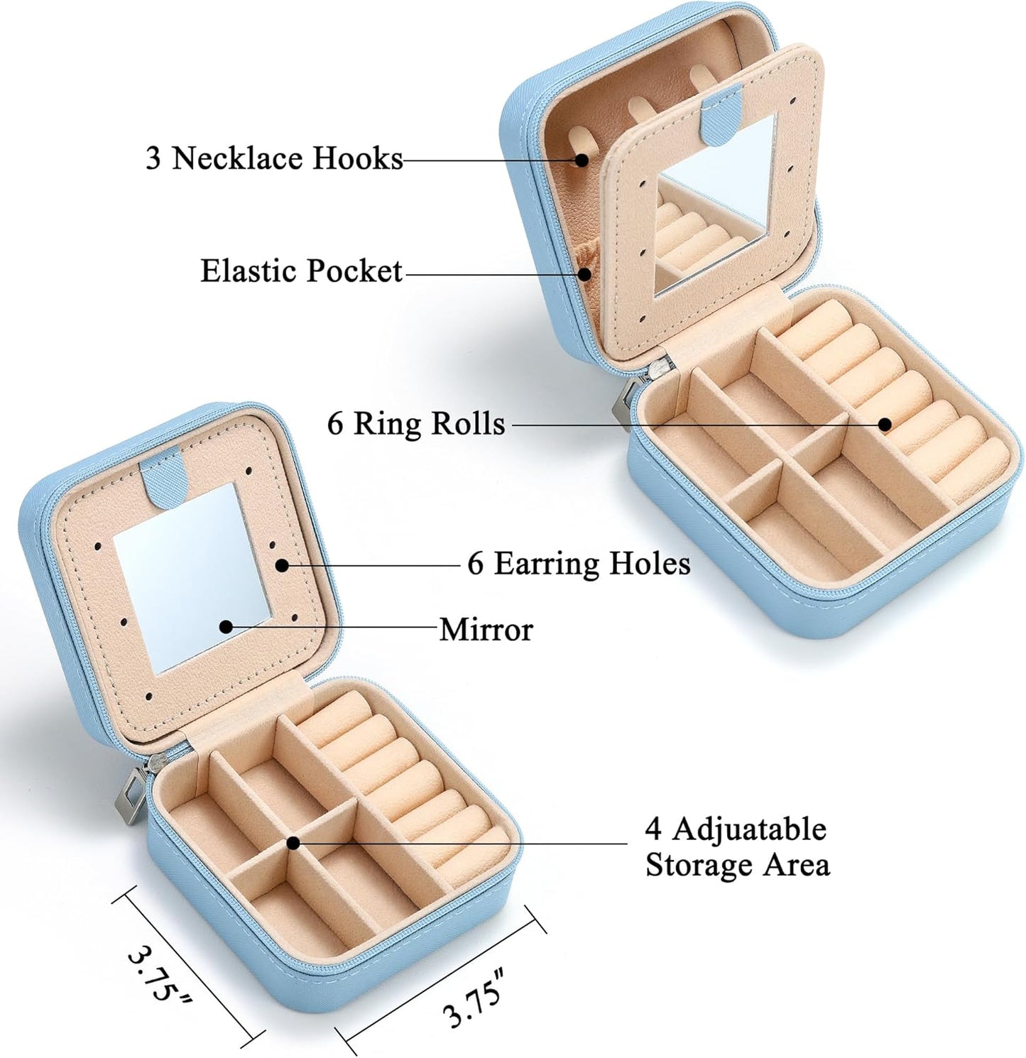 Parima Jewelry Organizer Box, Small Jewelry Box for Women Girls Initial P Travel Jewelry Case Small Jewelry Organizer Box Travel Jewelry Case Jewelry Box Organizer - Letter M, Sky Blue