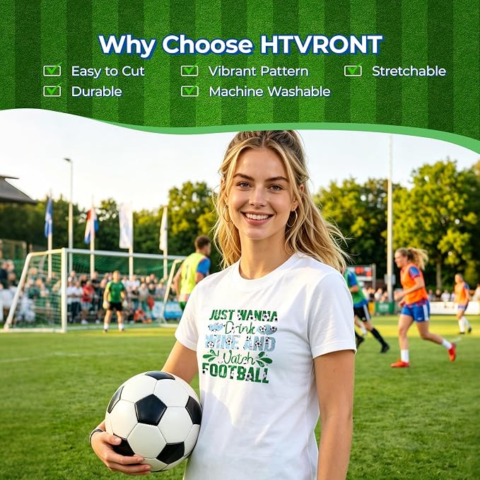 HTVRONT Soccer HTV Heat Transfer Vinyl, 9 Packs Iron on Vinyl