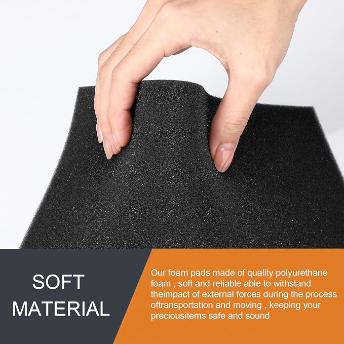 Pangda 2 Pcs Black Foam Pad 12 x 12 x 0.25 Inches Cuttable Polyurethane Foam
