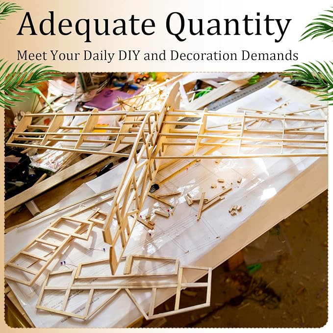 Yulejo 50 Pieces Balsa Wood Sticks, 1/2 x 1/2 x 12 Inch Square Wooden Dowels