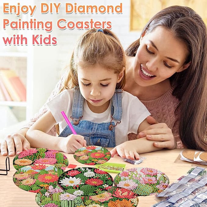 ijbnhd Cactus Diamond Painting Coasters Kit