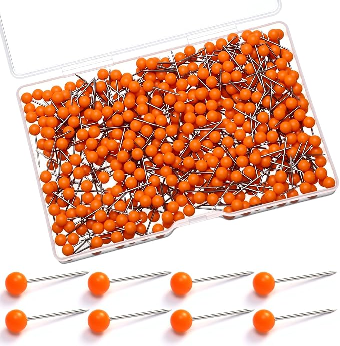 WILLBOND 500 Pack Map Push Pins Map Tacks Small Round Head Push Pins Thumb Tacks