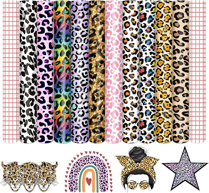 Tintnut Rainbow Leopard Permanent Vinyl 12x10in 10 Sheets Adhesive Vinyl |