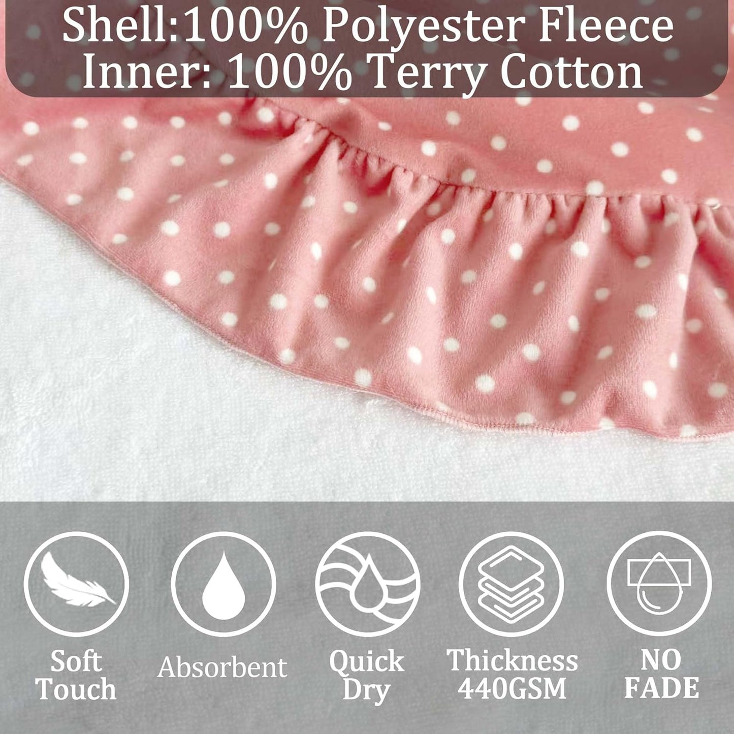 VOOVA & MOVAS Toddler Hooded Towel Poncho with Ruffle Trim | Soft 100% Cotton | Absorbent Thick Towel for Bath, Swim, Beach & Winter | Cozy