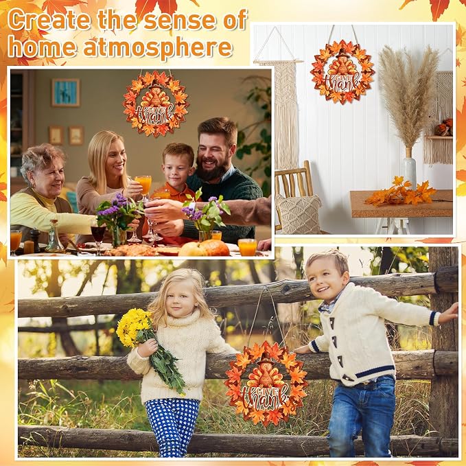 Unfinished Fall Wreaths Wood Crafts to Paint Set of 3, Unfinished Wood Cutouts