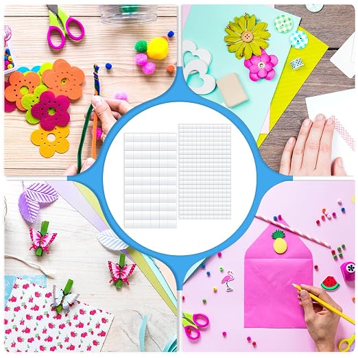 Lusofie 1320Pcs Square Foam Sided Adhesive Sticker Set 3D Pop White 2-Side Foam