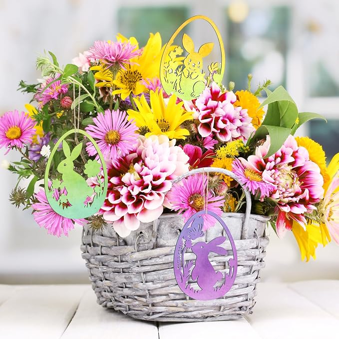 36PCS Wooden Easter Ornaments to Paint, 6 Styles DIY Blank Unfinished Wood Egg