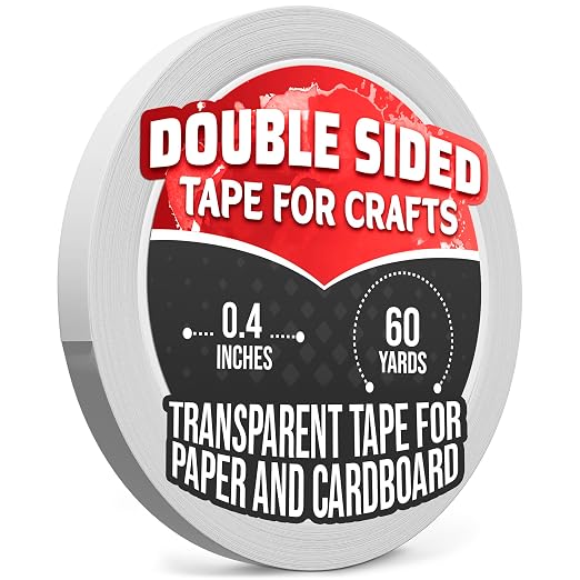 Oskal Double Sided Tape for Crafts, 0.4" × 60 Yds, Scrapbooking, Gift Wrapping