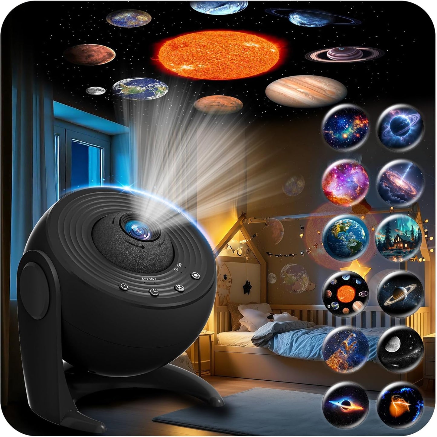 Galaxy Projector for Bedroom, 13 in 1 Planetarium Star Projector with Solar System & Constellation, 360° Rotating Galaxy Light, Space Night Light for Kids Adults Gifts