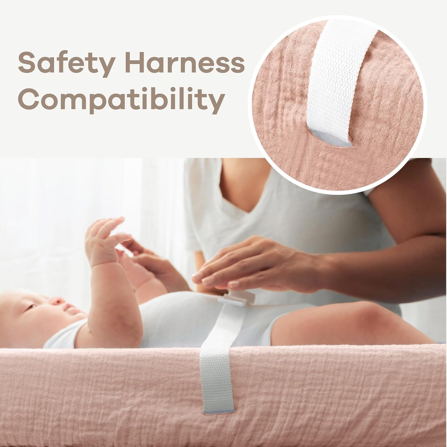 Comfy Cubs Muslin Fitted Changing Pad Cover - Soft, Breathable & Washable 100% Cotton Fitted Sheet for Baby's Comfort - Universal Fit for Flat & Curved Baby Changer Pad - Blush