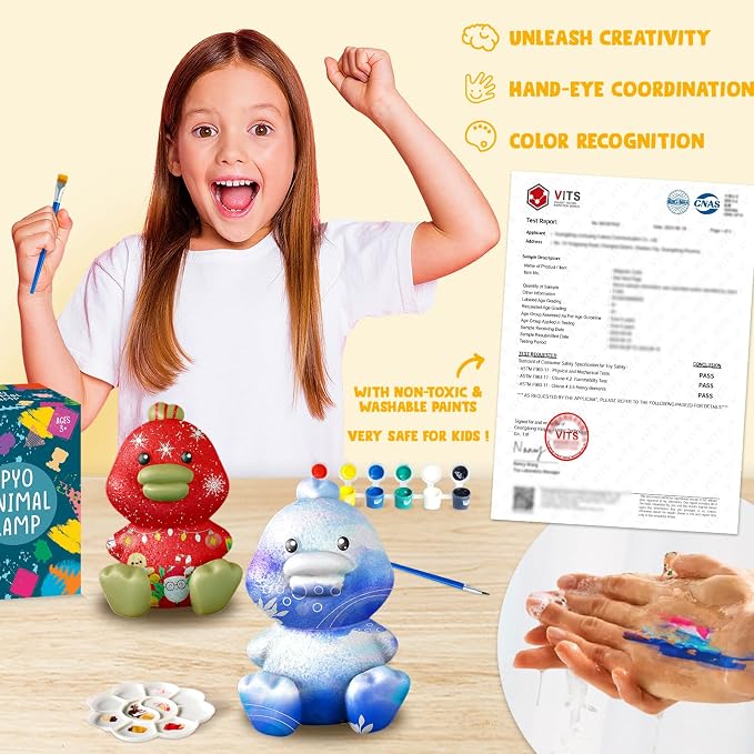 Goody King Paint Your Own Duck Lamp Kit, DIY Duck Night Light, Arts & Crafts