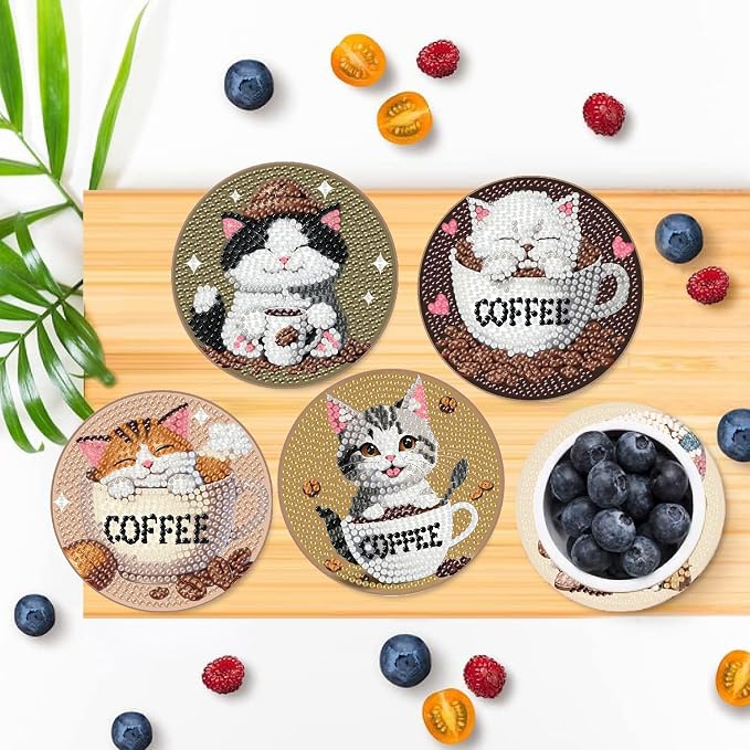 Clendo 8 PCS Diamond Art Coasters