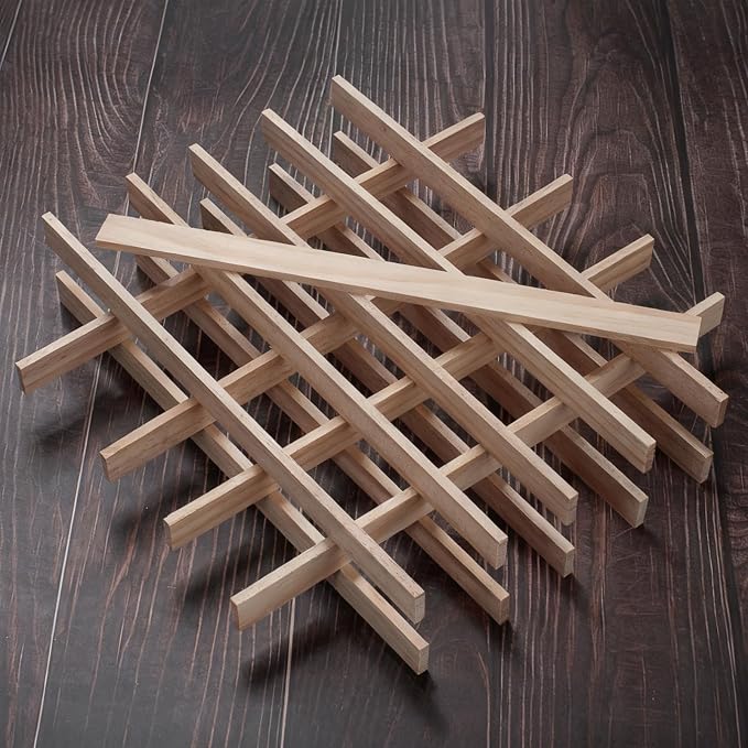Wood Strips Trim Slats for Crafts, Square Wooden Dowels Wooden Sticks for Crafts